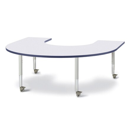 Jonti-Craft Berries Horseshoe Activity Table, 66 in. x 60 in., Mobile, Freckled Gray/Navy/Gray 6445JCM112